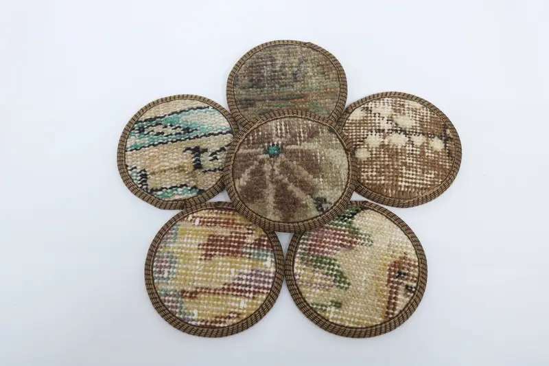 Runder Untersetzer in Boho-Braun und Beige, einzigartiger Boho-Untersetzer