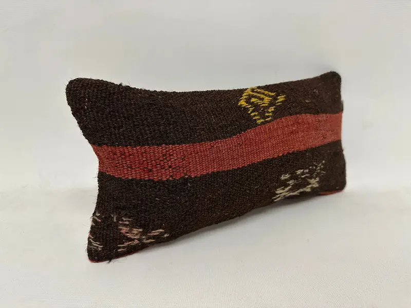 Boho Pillow, Boho Pillow Sham Cover, 8x16 Brown Cushion Case, Cushion, Vintage Pillow, Tapestry Cushion, Turkish Bench Pillow Sham - 3