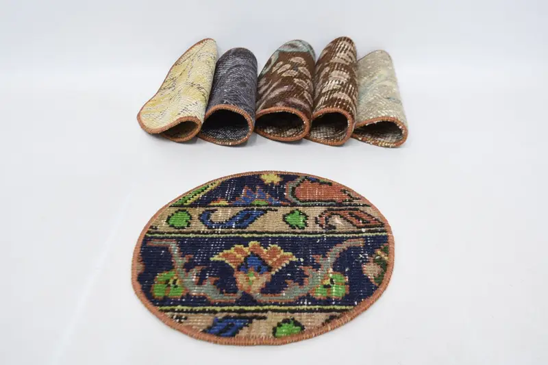 Blaues und braunes Kelim-Tischset, ethnische und rustikale Tischdekoration