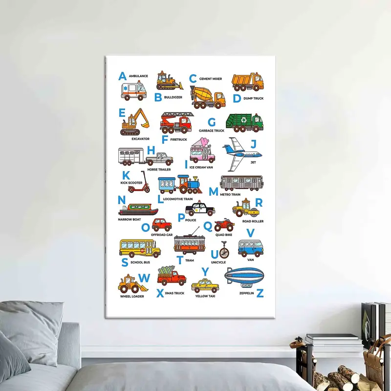 Künstlerische ABC-Leinwand: Pädagogische Alphabet-Dekoration für das Jungenzimmer