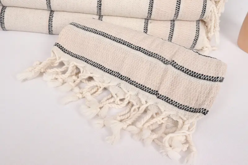 Small Bath Towels, Towel With Name, 40x20 Linen Striped Towel, Monogram Hand Towel, House Warming Gift, Turkish Hand Towel, Bachelorette Towel - 4