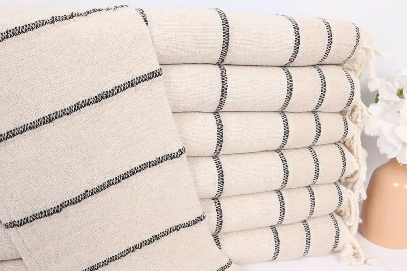 Small Bath Towels, Towel With Name, 40x20 Linen Striped Towel, Monogram Hand Towel, House Warming Gift, Turkish Hand Towel, Bachelorette Towel - 1