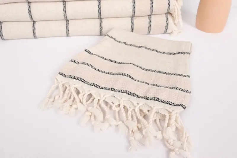 Small Bath Towels, Towel With Name, 40x20 Linen Striped Towel, Monogram Hand Towel, House Warming Gift, Turkish Hand Towel, Bachelorette Towel - 5
