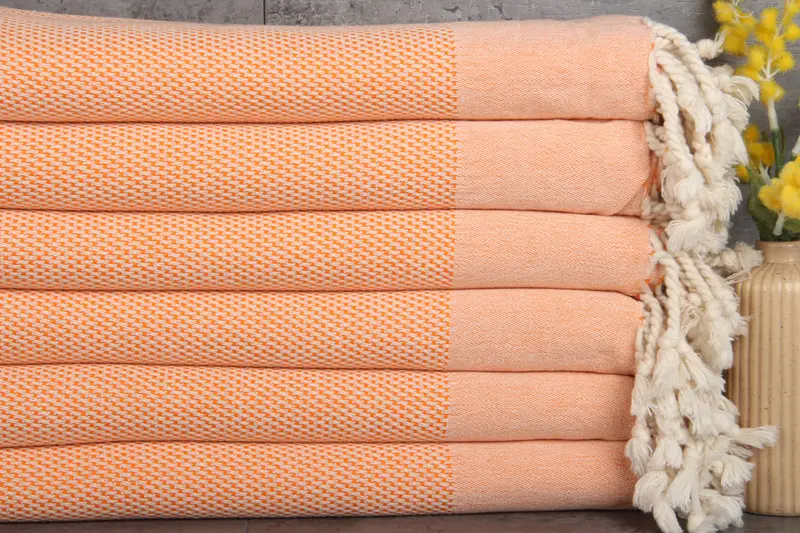 Personalized Turkish Towel Organic Cotton Geometric Beige, 40x71 Inches