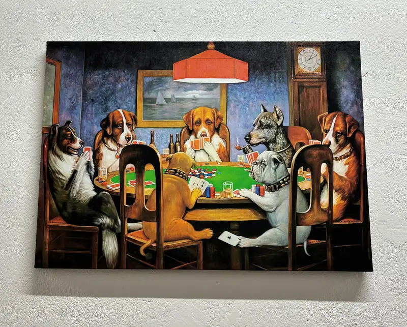 Elegant Dogs Playing Poker Canvas for Gaming Room Decor