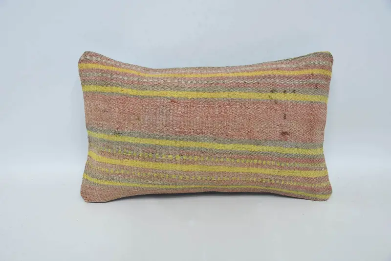 Yellow 30x50 cm Vintage Cushion Cover, Striped Balcony Moroccan Pillow Case - 1