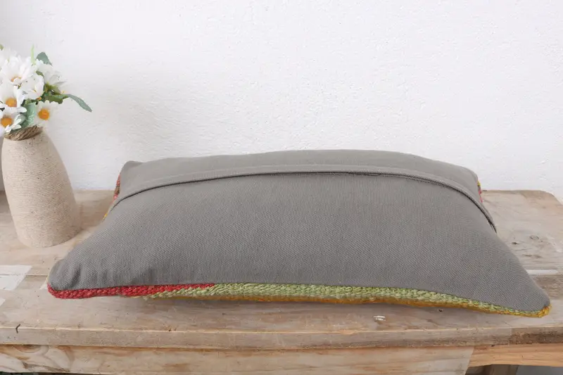 Boho Chic Pillow Case, Pillow Sham, Kilim Pillow Cover, Gift Pillow, Vintage Kilim Pillow, Outdoor Patio Pillow, 8x16 Red Pillow, Yoga Pillow Cover - 7