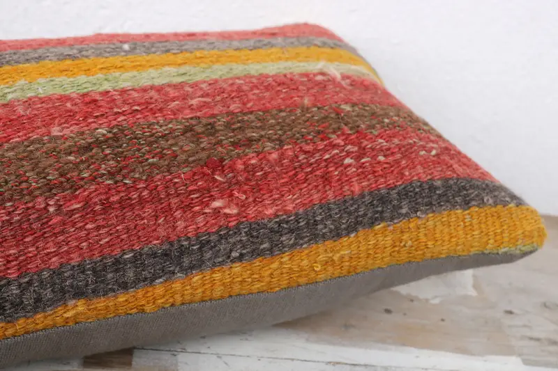 Boho Chic Pillow Case, Pillow Sham, Kilim Pillow Cover, Gift Pillow, Vintage Kilim Pillow, Outdoor Patio Pillow, 8x16 Red Pillow, Yoga Pillow Cover - 6