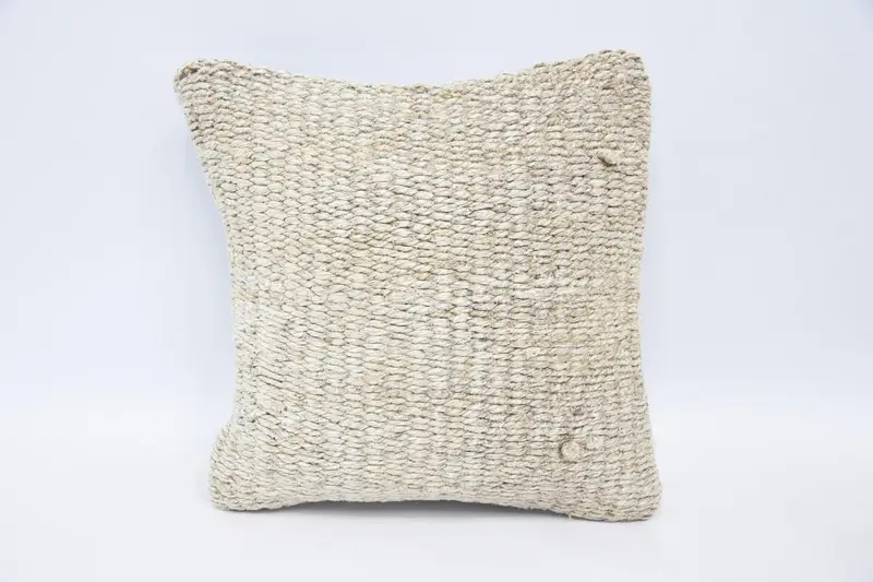 Turkish Cushion Cover, 12x12 inch Beige Moroccan Small Square Cushion - 1