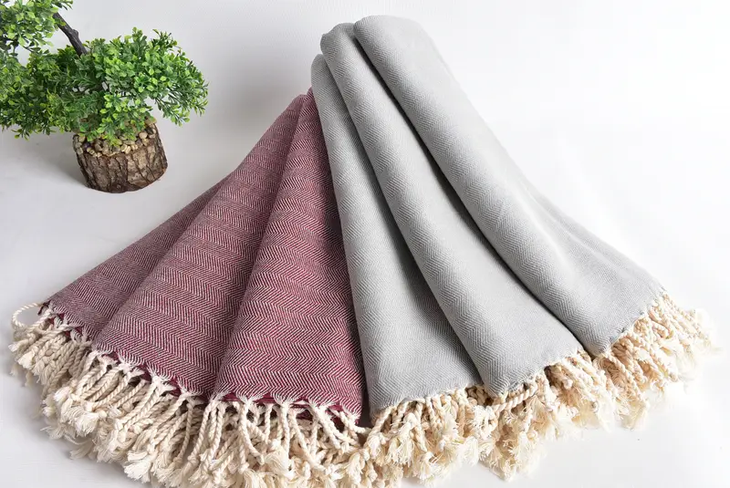 Holiday Towel, Bridal Shower Gifts, Lightweight towel, Wedding Hand Made Gift, 68x40 Cotton Herringbone Towel, Large Turkish Towel, Travel towel - 4