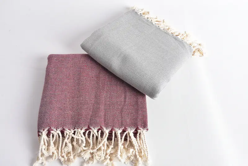 Holiday Towel, Bridal Shower Gifts, Lightweight towel, Wedding Hand Made Gift, 68x40 Cotton Herringbone Towel, Large Turkish Towel, Travel towel - 6