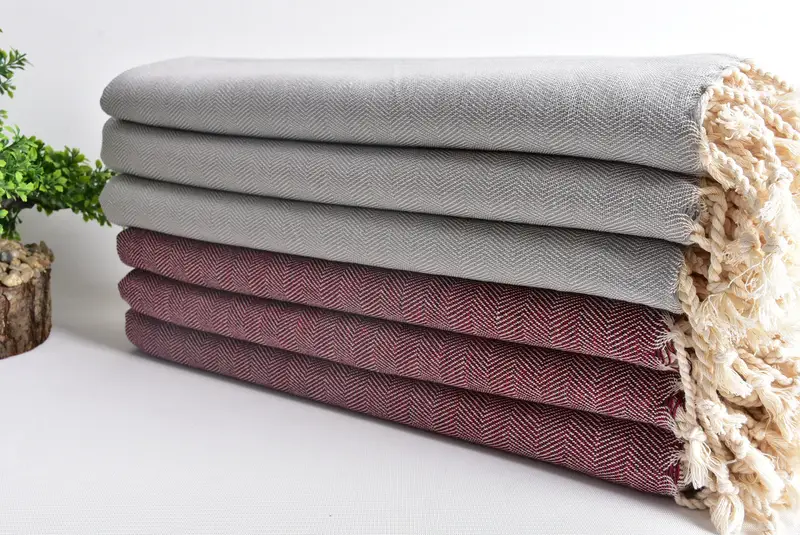 Holiday Towel, Bridal Shower Gifts, Lightweight towel, Wedding Hand Made Gift, 68x40 Cotton Herringbone Towel, Large Turkish Towel, Travel towel - 3