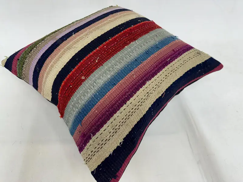 Turkish Kilim Pillow, Handmade Kilim Cushion, Oriental Pillow Cover, Kilim Cushion Sham, Cushion Cover, Cozy Throw Pillow Cover, 20x20 Beige Pillow - 6