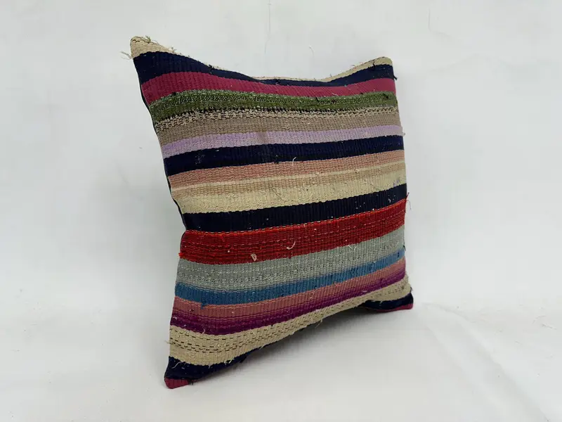Turkish Kilim Pillow, Handmade Kilim Cushion, Oriental Pillow Cover, Kilim Cushion Sham, Cushion Cover, Cozy Throw Pillow Cover, 20x20 Beige Pillow - 3