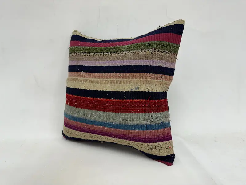 Turkish Kilim Pillow, Handmade Kilim Cushion, Oriental Pillow Cover, Kilim Cushion Sham, Cushion Cover, Cozy Throw Pillow Cover, 20x20 Beige Pillow - 4