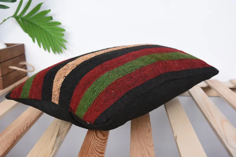 Decorative Throw Cushion Case, Throw Kilim Pillow, Retro Pillow Sham, Pillow for Couch, Turkish Kilim Pillow, 12x20 Red Pillow Sham, Cushion Case - 6