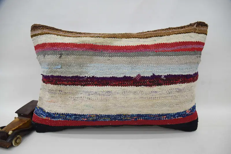 Handmade Kilim Cushion, Accent Cushion Cover, Boho Pillow Sham Cover, Pillow Cover, 16x24 Red Cushion Cover, Retro Throw Pillow, Antique Pillows - 1