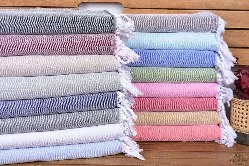 36x18 Cotton Herringbone Towel, Bridal Gifts, Monogram Towels, Monogrammed Hand Towel, Turkish Hand Towel, Monogram Hand Towel, Gym Towel - 1