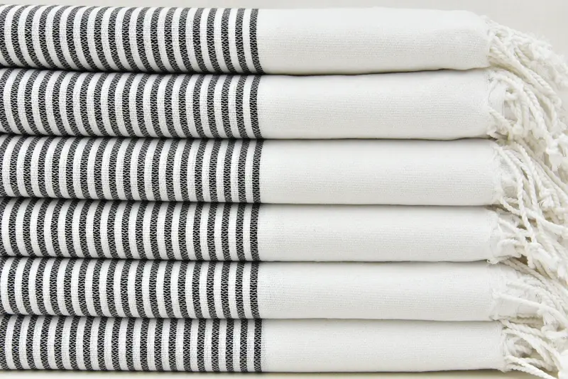 Cotton towel, Wedding Shower Gift, Personalized Towel, Yoga Towel, Bachelorette Gifts, Guest Towel, Organic Beach Towel, 70x40 Cotton Striped Towel - 4