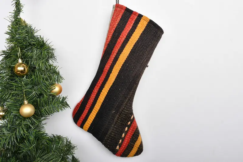 Patrón de adornos navideños festivos, calcetín navideño de 7 pulgadas de ancho