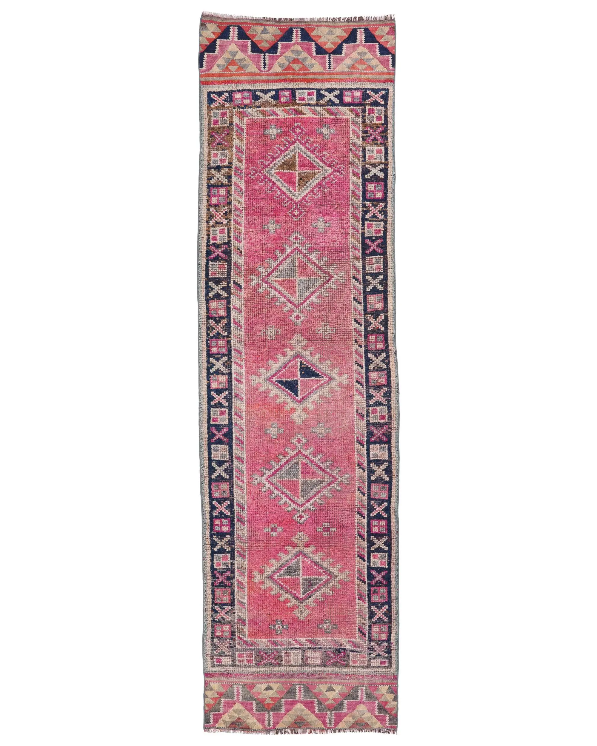 2,7x9,6 ft Teppich, türkischer Vintage Teppich, rot blau floraler Wollteppich - 1