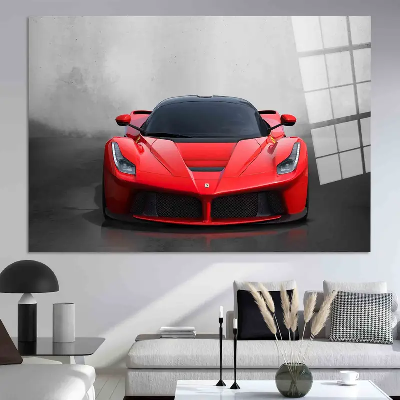 Der Traum eines Ferrari-Liebhabers: Roter Ferrari-Kunstdruck auf Leinwand