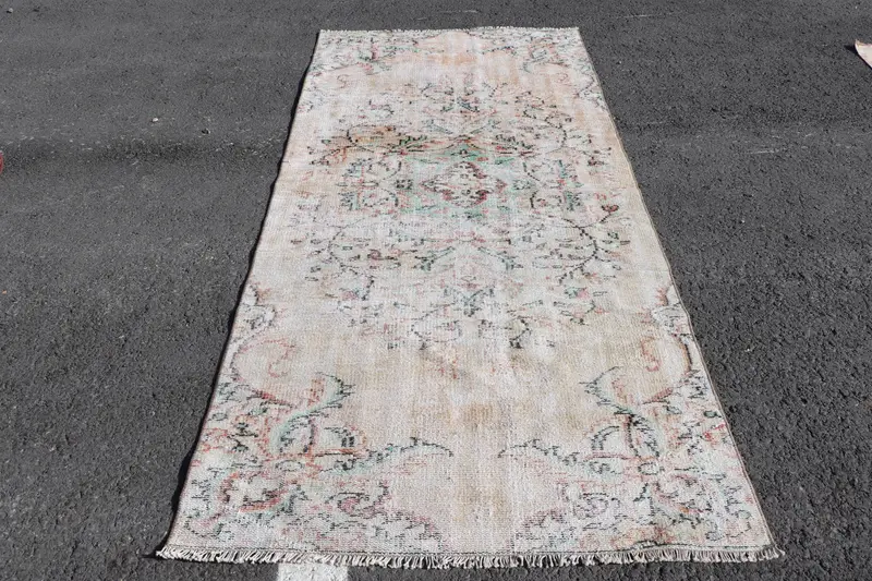 Türk Vintage Halısı 3,9x8,2 ft (119x250 cm), Oushak Kahverengi Yün Halı - 1