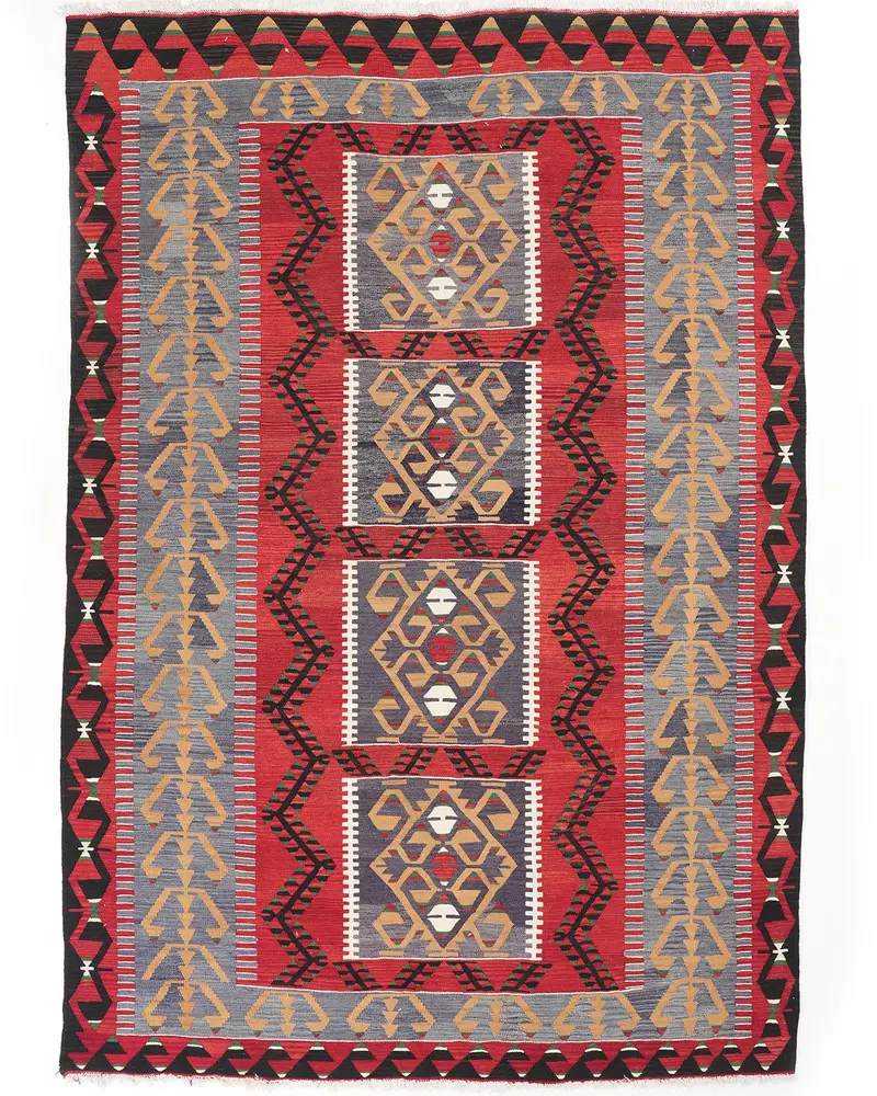 Alfombra roja y azul, 6,3x9,1 pies Solución para pisos elegantes