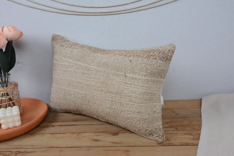 Pillow Case, 12x20 Beige Pillow Cover, Gift Pillow, Outdoor Patio Cushion Cover, Turkish Pillow, Kilim Pillow Cover, Turkish Bench Cushion Cover - 4