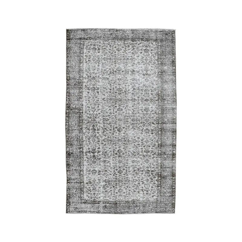 4.7x8.2 ft Turkish Vintage Rug, Area Rug, Gray Oushak Floral Rug - 1