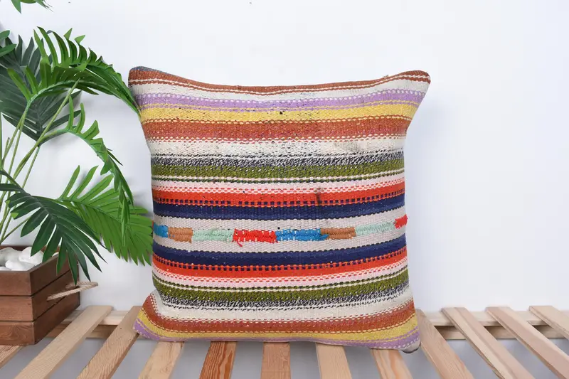 Cozy Throw Pillow Cover, Pillow Case, 20x20 Red Cushion Cover, Boho Pillow, Kilim Pillow, Interior Designer Pillow, Car Cushion - 1