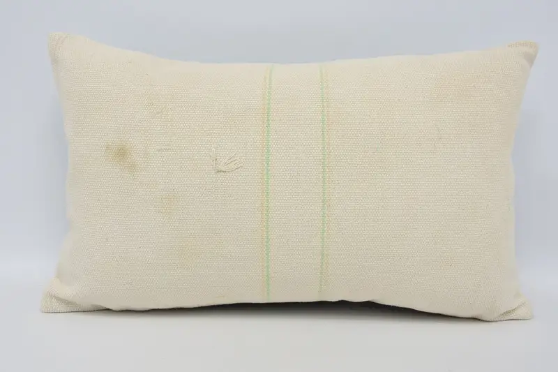 Turkish Striped Pillow Cover, 30x50 cm Beige Antique Pillow Case - 1