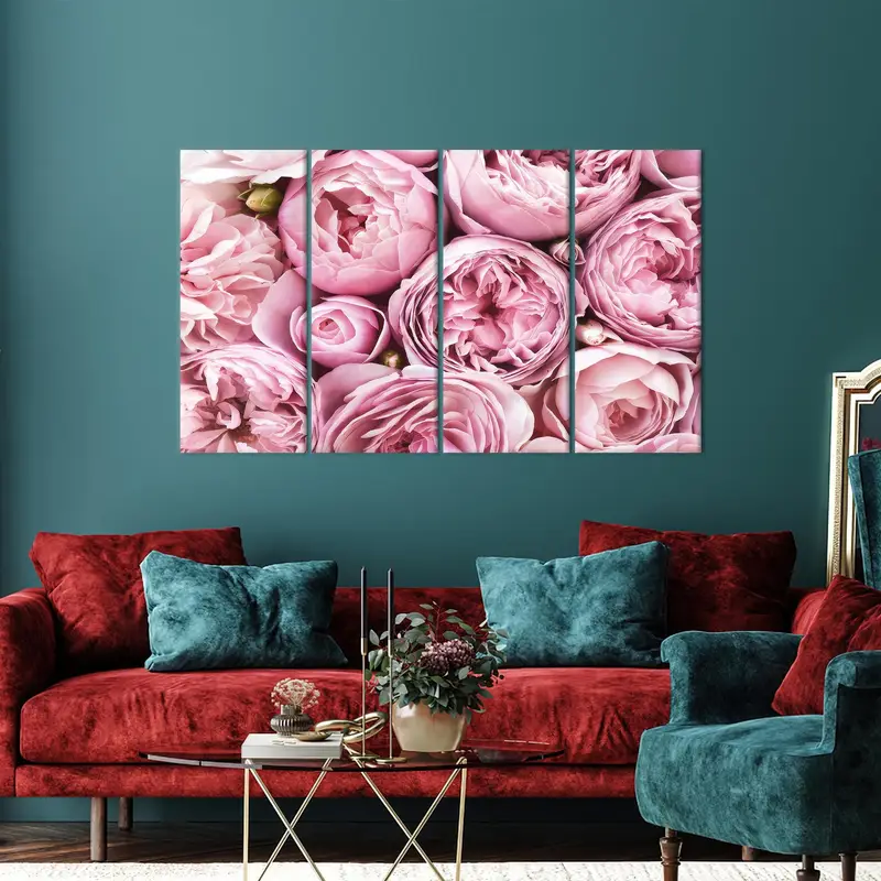 Pink Canvas Art, Mother Day Gift, Modern Wall Art, Trendy Canvas Decor, Luxury Artwork, Pink Rose Art, Rose Canvas Decor,Modern Canvas Decor - 2