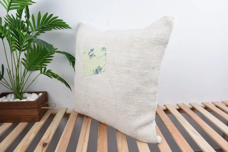 Vintage Pillow, Throw Kilim Pillow, Pillow Cover, Interior Designer Pillow, 24x24 White Cushion, Outdoor Patio Pillow Case, Armchair Pillow Cover - 5