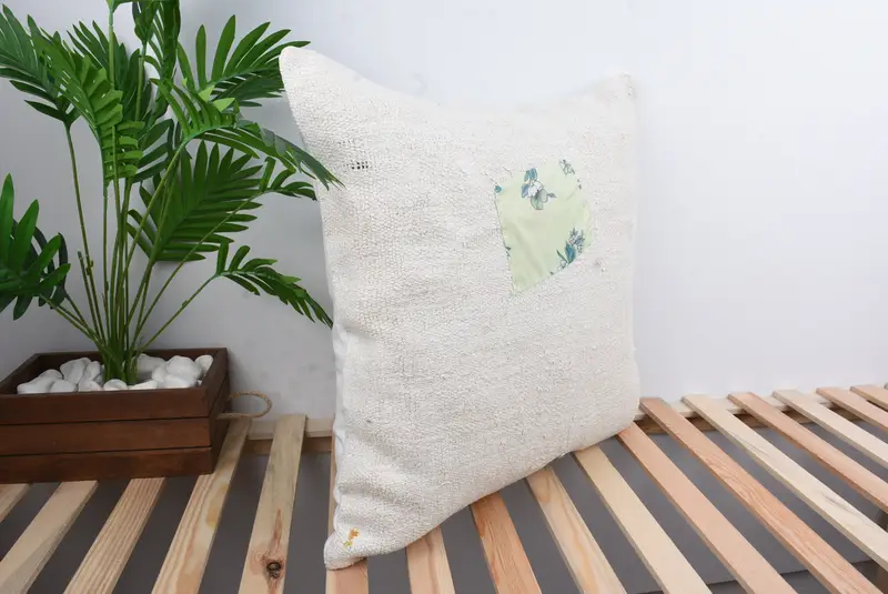 Vintage Pillow, Throw Kilim Pillow, Pillow Cover, Interior Designer Pillow, 24x24 White Cushion, Outdoor Patio Pillow Case, Armchair Pillow Cover - 4