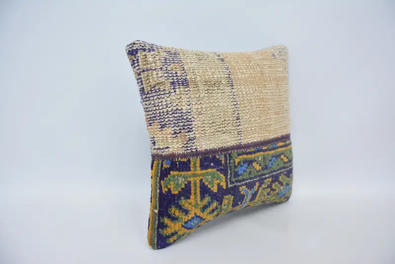 Cushion Case, Lounge Throw Pillow Sham, Ikat Pillow Cover, Kilim Pillow, Kilim Pillow Cover, 14x14 Blue Pillow Case, Antique Pillows - 3