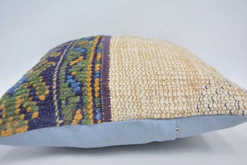 Cushion Case, Lounge Throw Pillow Sham, Ikat Pillow Cover, Kilim Pillow, Kilim Pillow Cover, 14x14 Blue Pillow Case, Antique Pillows - 5