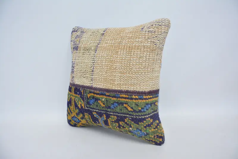 Cushion Case, Lounge Throw Pillow Sham, Ikat Pillow Cover, Kilim Pillow, Kilim Pillow Cover, 14x14 Blue Pillow Case, Antique Pillows - 4