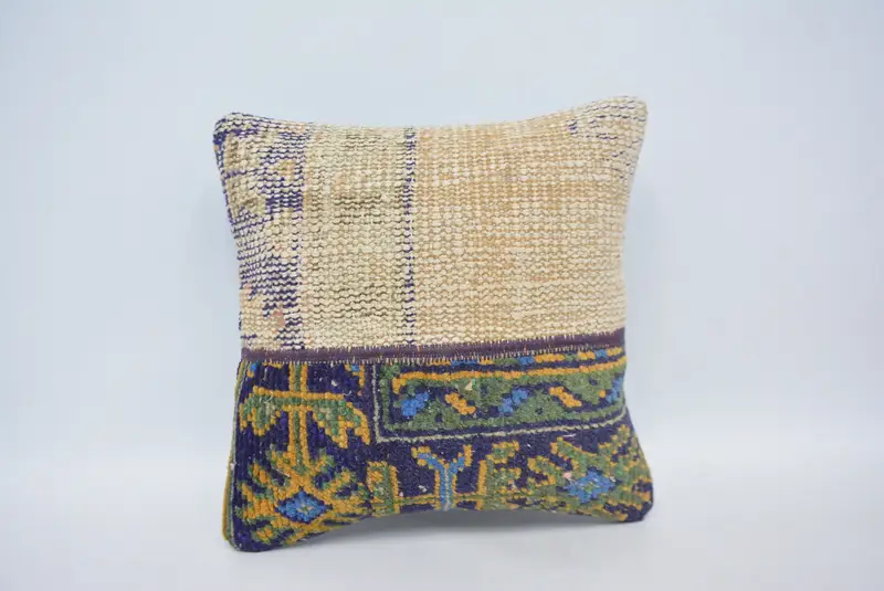 Cushion Case, Lounge Throw Pillow Sham, Ikat Pillow Cover, Kilim Pillow, Kilim Pillow Cover, 14x14 Blue Pillow Case, Antique Pillows - 1