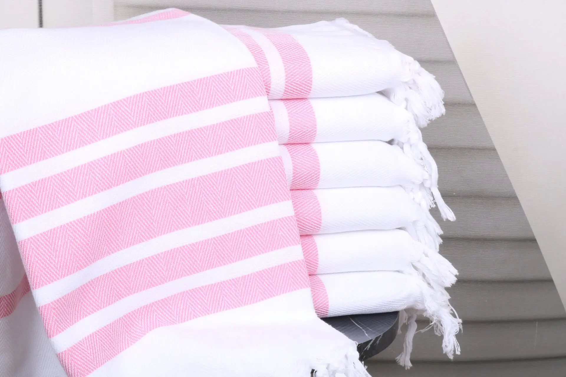 Bridesmaid Gift Personalized Christmas Pink Chevron Beach Towel, 40x71 Inches - 1