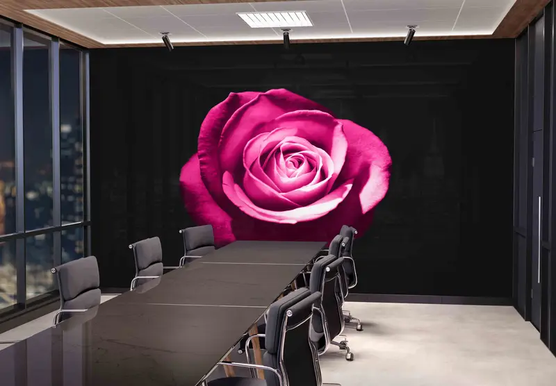 Flower Wall Poster, Wall Mural Wallpaper, Wallpaper Peel And Stick, Pink Rose Wallpaper, Room Wall Decor, Black Wall Paper, Wallpaper Mural, - 2