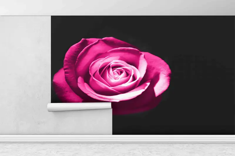 Flower Wall Poster, Wall Mural Wallpaper, Wallpaper Peel And Stick, Pink Rose Wallpaper, Room Wall Decor, Black Wall Paper, Wallpaper Mural, - 5