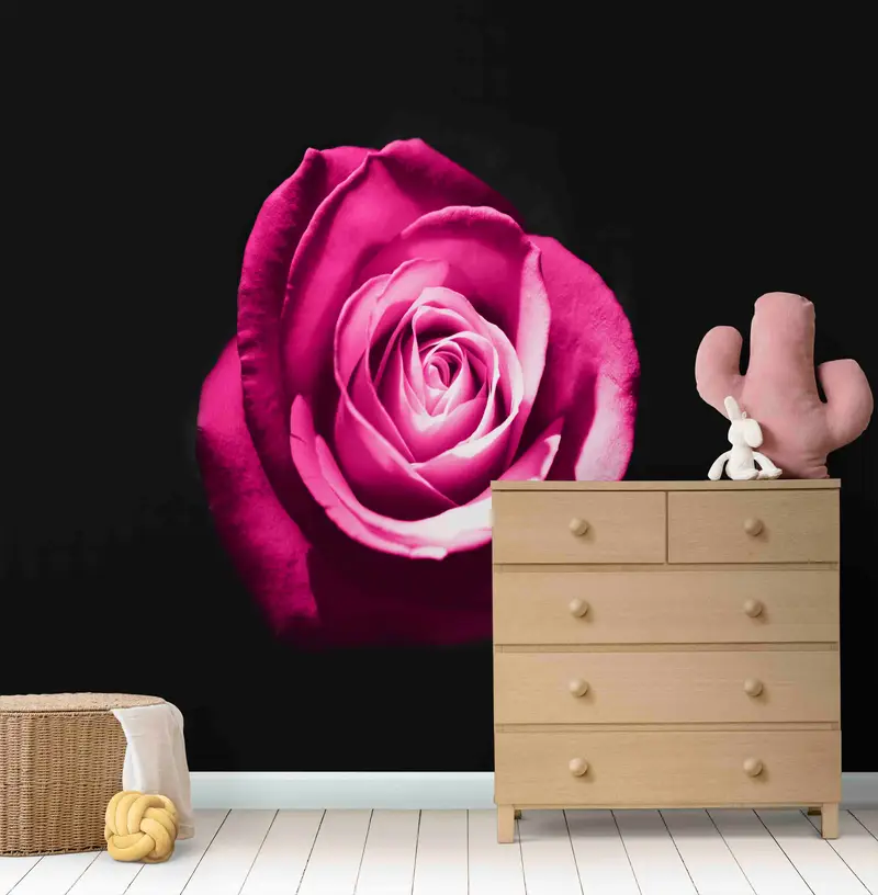 Flower Wall Poster, Wall Mural Wallpaper, Wallpaper Peel And Stick, Pink Rose Wallpaper, Room Wall Decor, Black Wall Paper, Wallpaper Mural, - 7