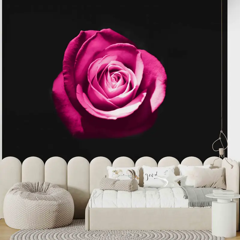 Flower Wall Poster, Wall Mural Wallpaper, Wallpaper Peel And Stick, Pink Rose Wallpaper, Room Wall Decor, Black Wall Paper, Wallpaper Mural, - 1