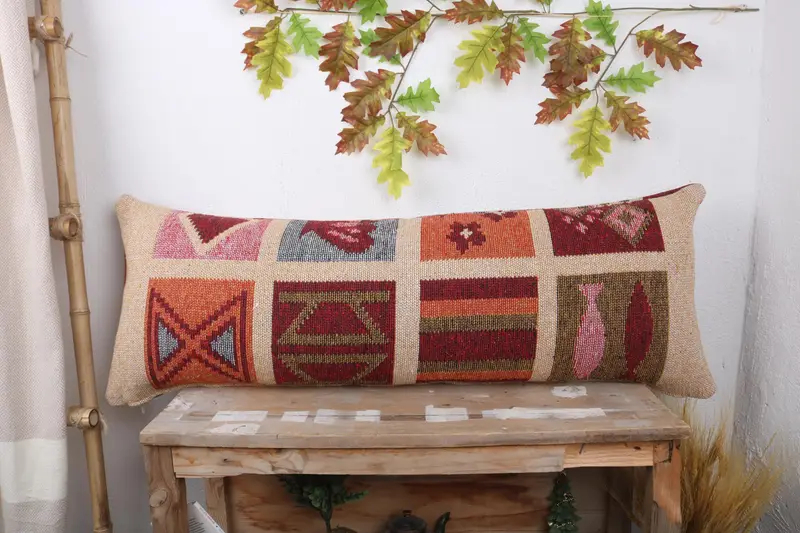Pillow Cover, Pattern Throw Pillow Case, Armchair Pillow, Pillow for Couch, Antique Pillows, 16x43 Beige Cushion Case, Gift Pillow - 1