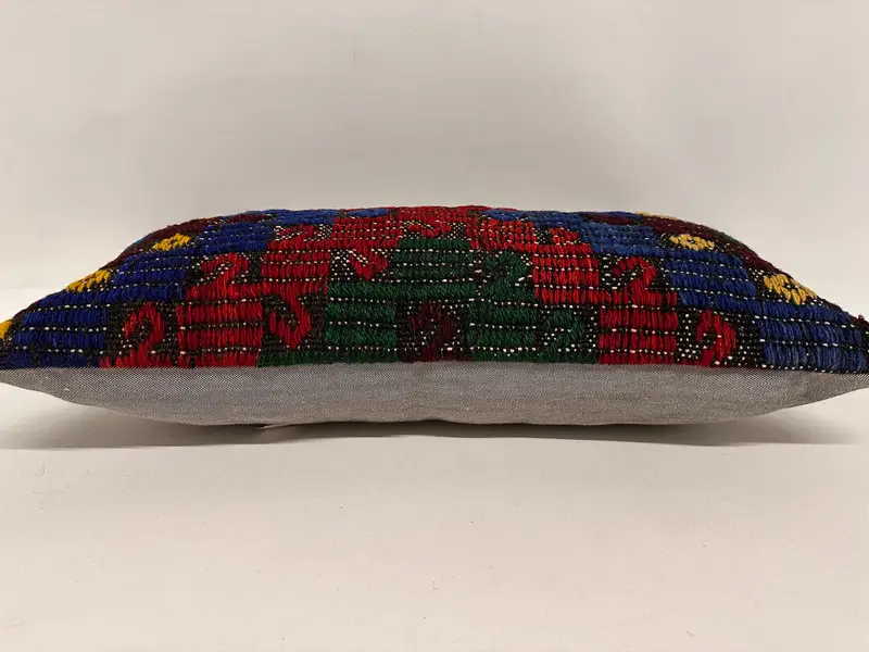 Aztec Pillow Sham, Cushion Case, Kilim Pillow Cover, 12x24 Red Cushion, Handmade Kilim Cushion, Throw Kilim Pillow, Retro Pillow Sham - 5