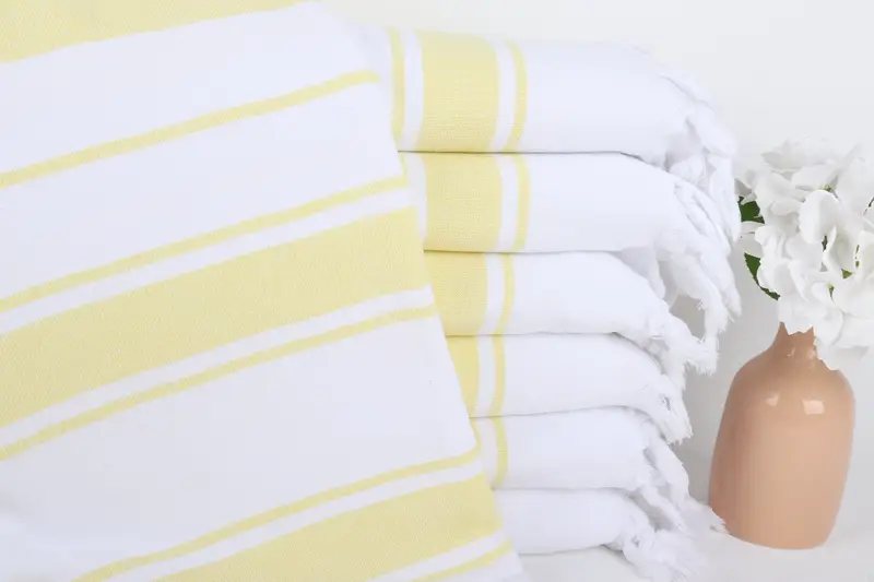 Bachelorette Party Gift Cotton Towel, Yellow Striped, 36x67 Inches