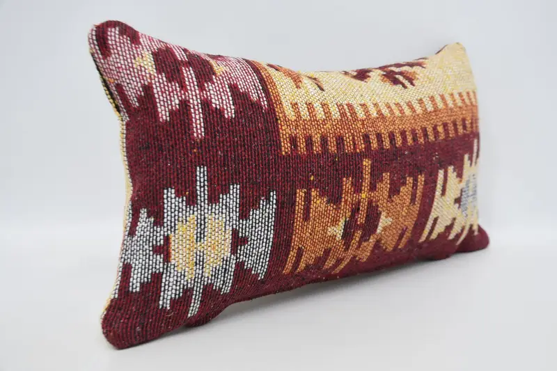 Boho Pillow Sham Cover, Vintage Pillow, 12x20 Red Pillow Cover, Pillow Case, Kilim Pillow, Garden Cushion Cover, Wholesale Pillow Sham - 3