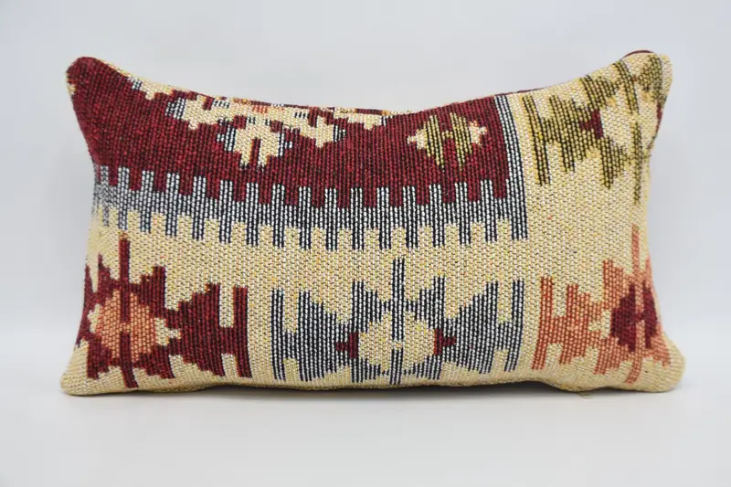 Boho Pillow Sham Cover, Vintage Pillow, 12x20 Red Pillow Cover, Pillow Case, Kilim Pillow, Garden Cushion Cover, Wholesale Pillow Sham - 5