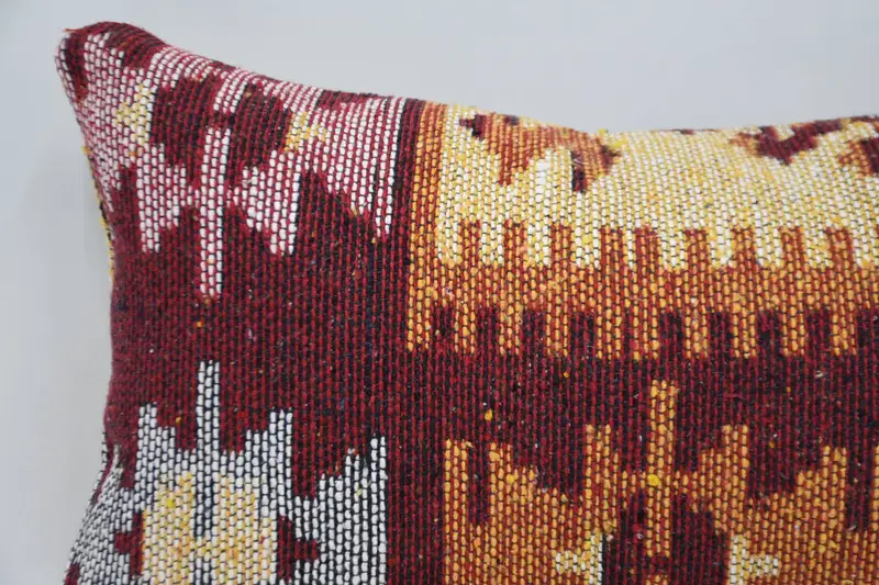 Boho Pillow Sham Cover, Vintage Pillow, 12x20 Red Pillow Cover, Pillow Case, Kilim Pillow, Garden Cushion Cover, Wholesale Pillow Sham - 2